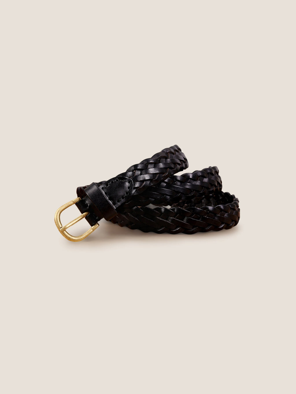 Ceinture rétro en cuir de vachette tressé avec boucle en alliage
