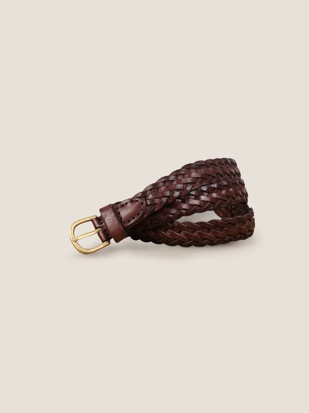 Ceinture rétro en cuir de vachette tressé avec boucle en alliage