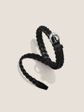 Ceinture fine torsadée rétro tressée en cuir de vachette de qualité supérieure