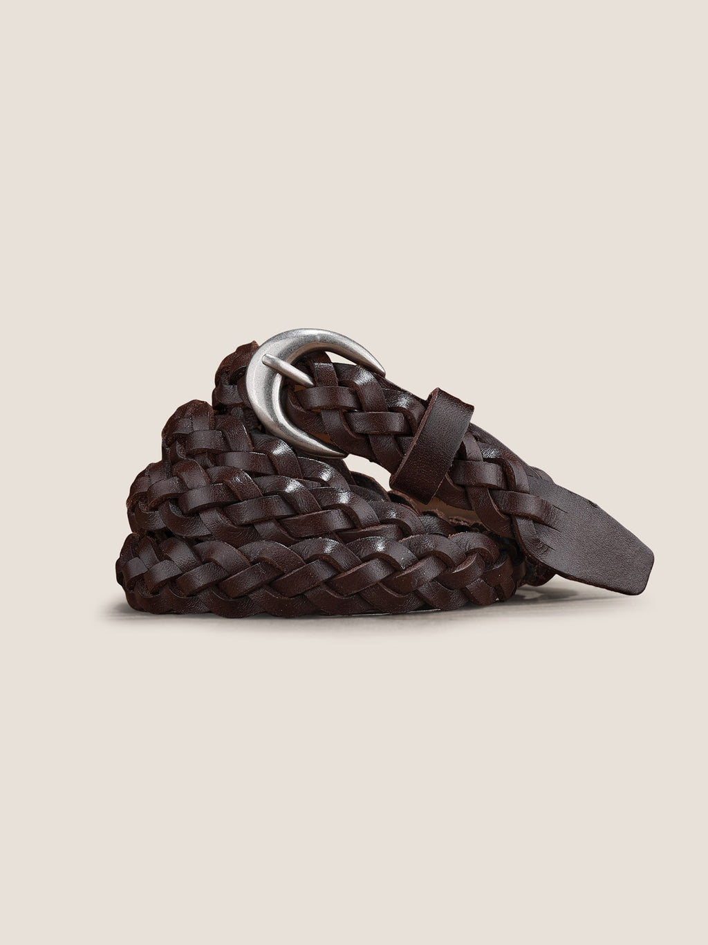 Ceinture fine torsadée rétro tressée en cuir de vachette de qualité supérieure