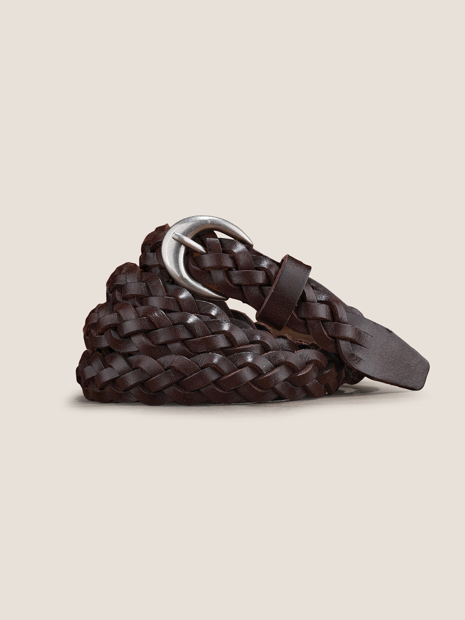 Ceinture fine torsadée rétro tressée en cuir de vachette de qualité supérieure