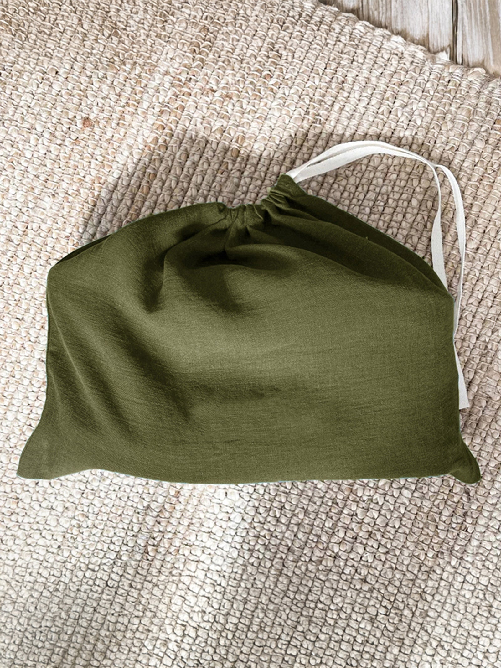 Sac de rangement à cordon 100 % lin uni