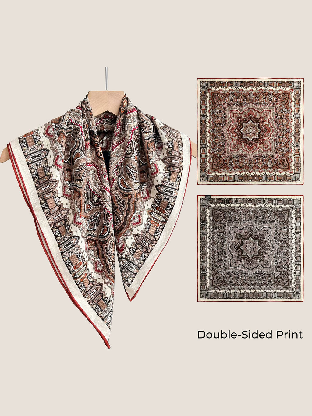 Foulard carré en laine et soie imprimée