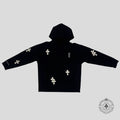 Sweat à capuche Chrome Hearts à croix brodée Noir / Blanc