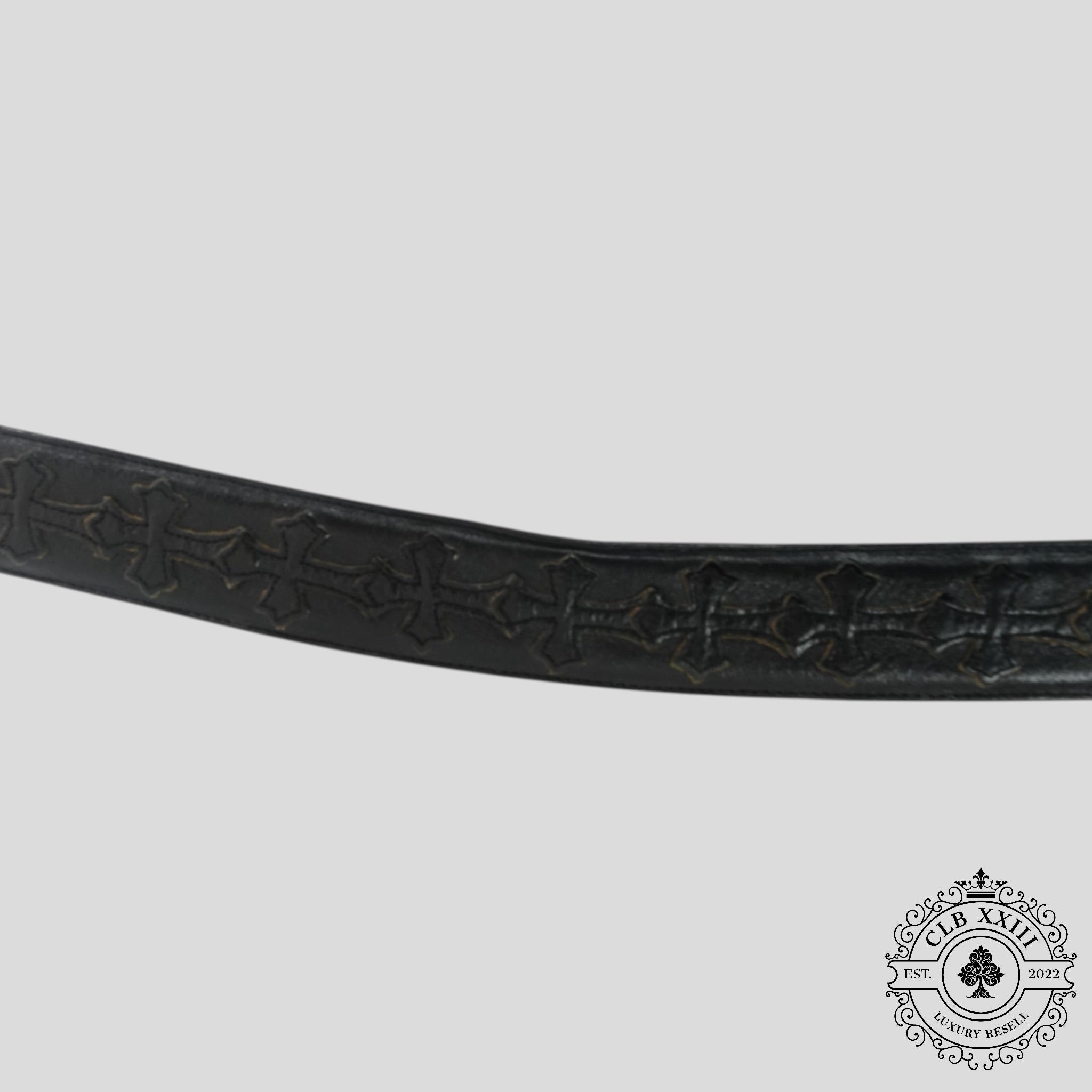 Ceinture Chrome Hearts en cuir à croix plaquées