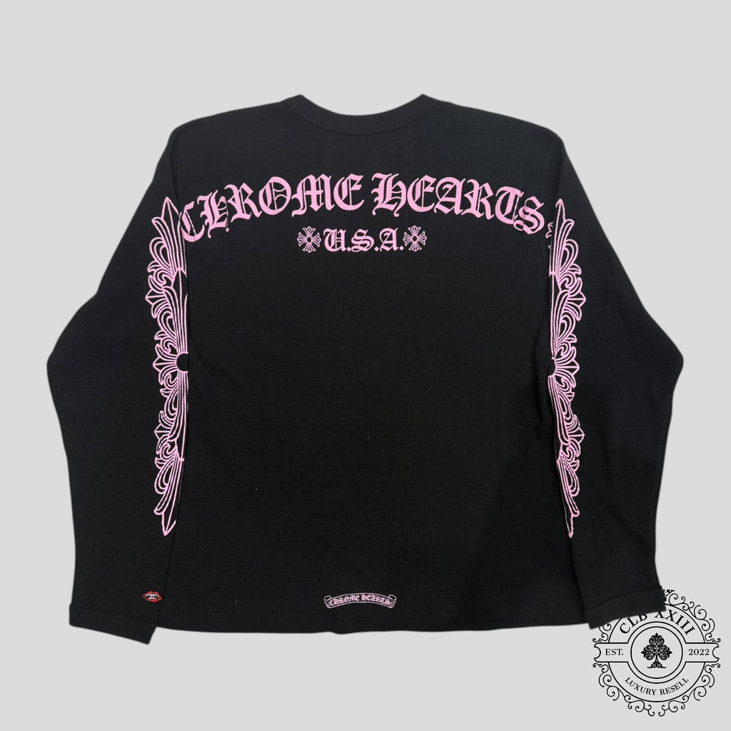 Chrome Hearts Matty Boy Pink Script Thermal Manches Longues