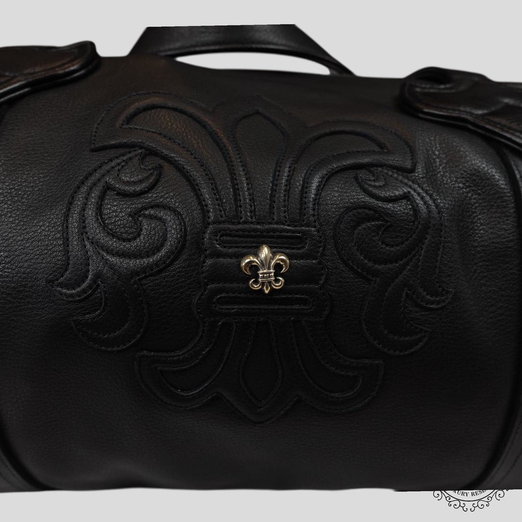Sac de Voyage en Cuir Noir Chrome Hearts à Motif Fleur