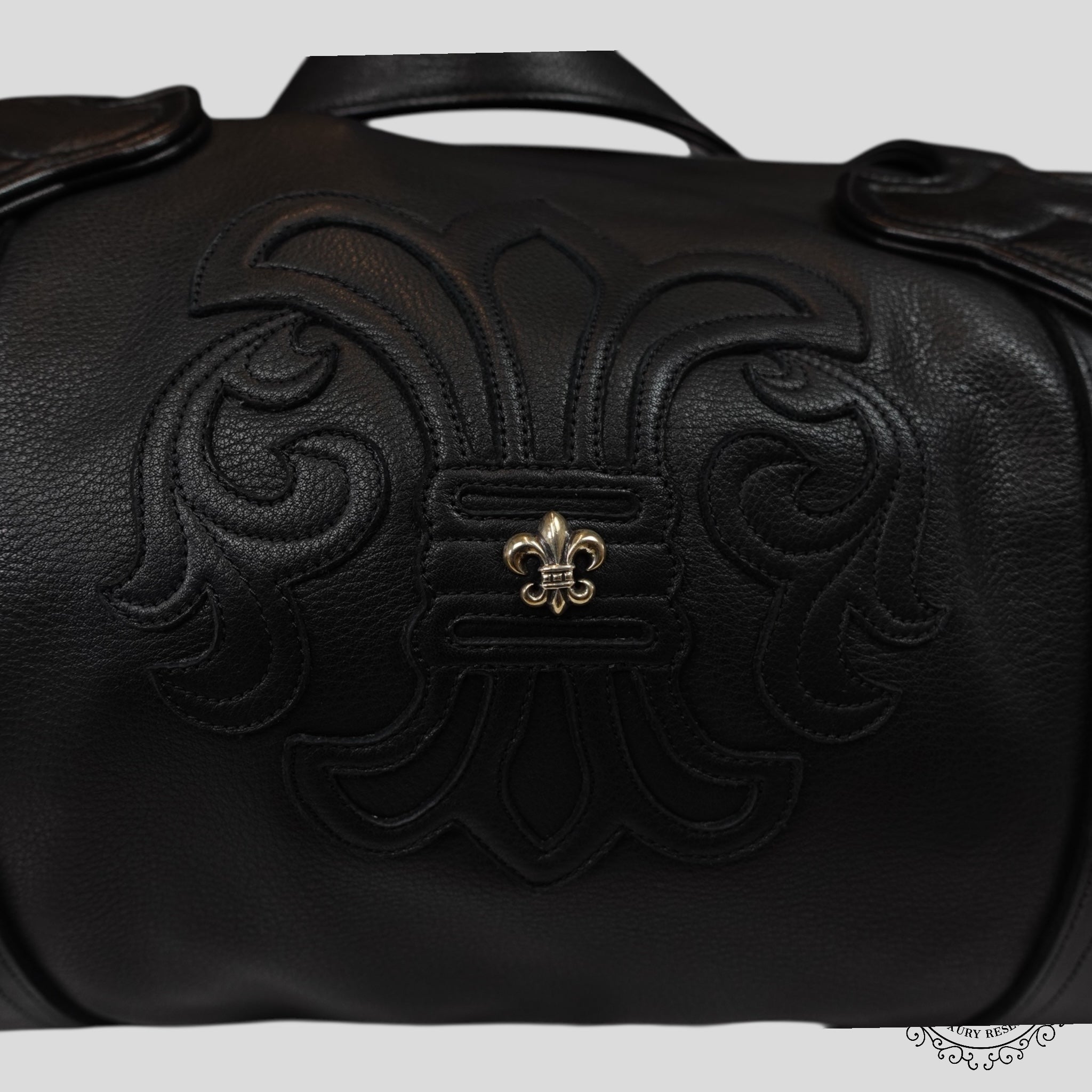 Sac de Voyage en Cuir Noir Chrome Hearts à Motif Fleur