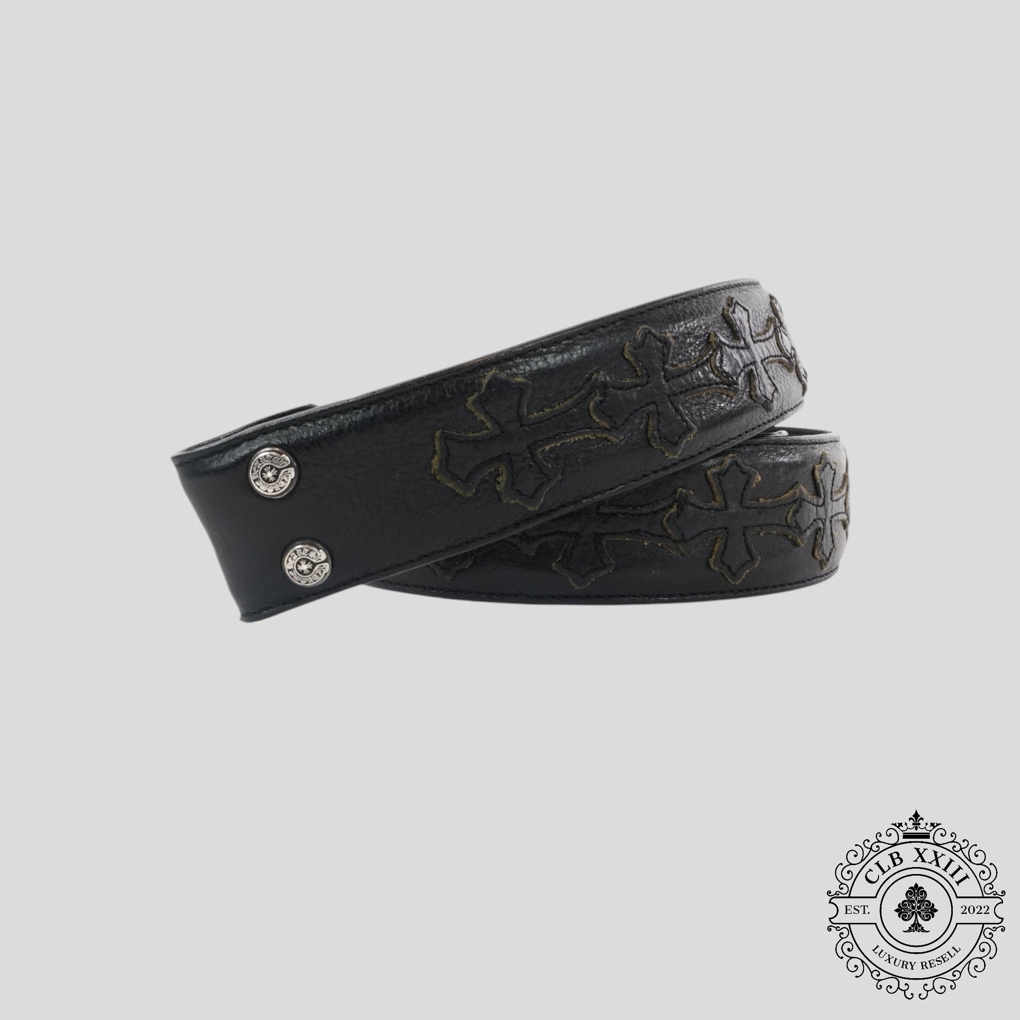 Ceinture Chrome Hearts en cuir à croix plaquées