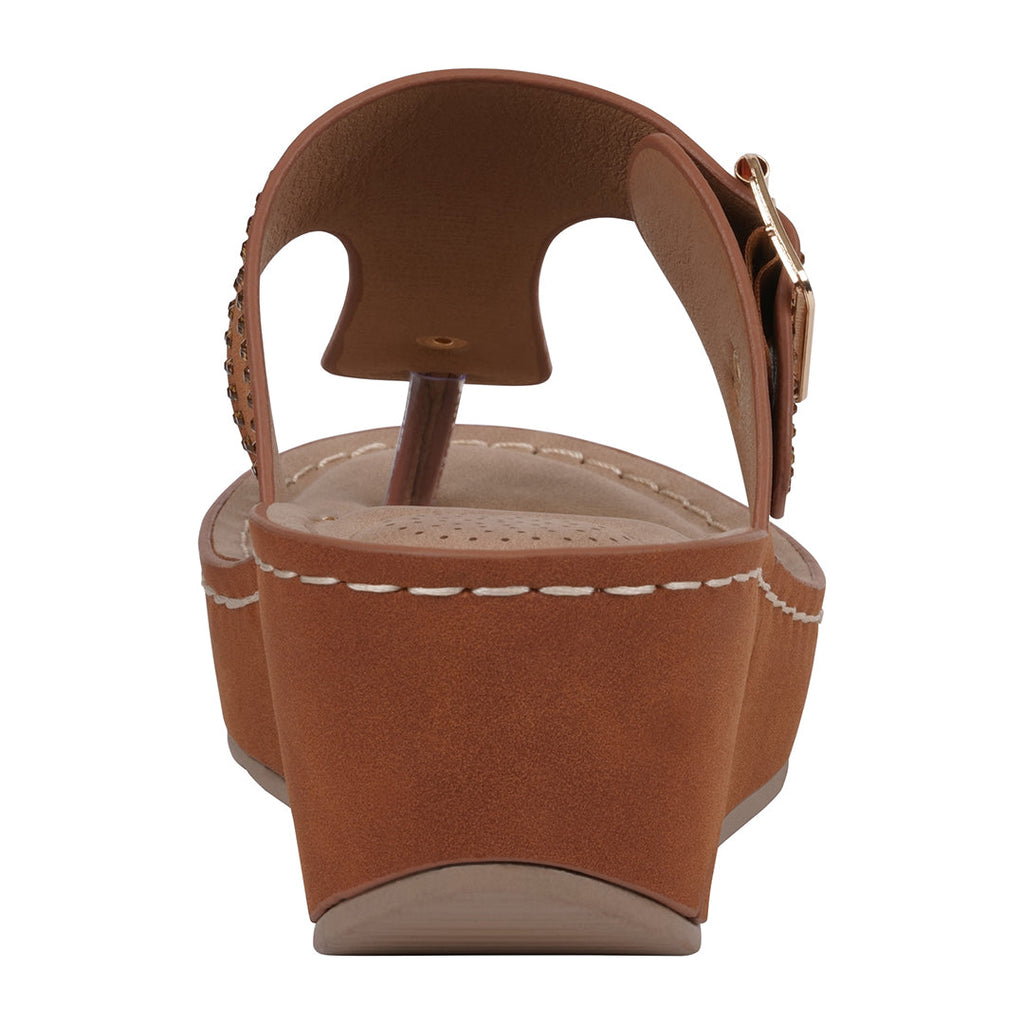 Sandales compensées Alani cognac ornées pour femme