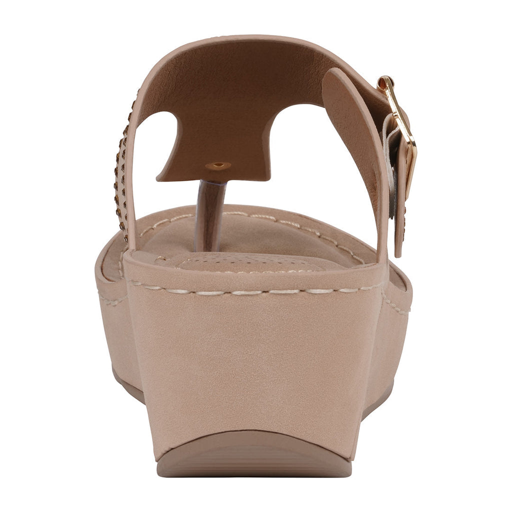 Sandales compensées Alani beiges à ornements pour femme