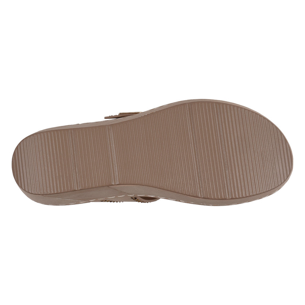 Sandales compensées Alani beiges à ornements pour femme