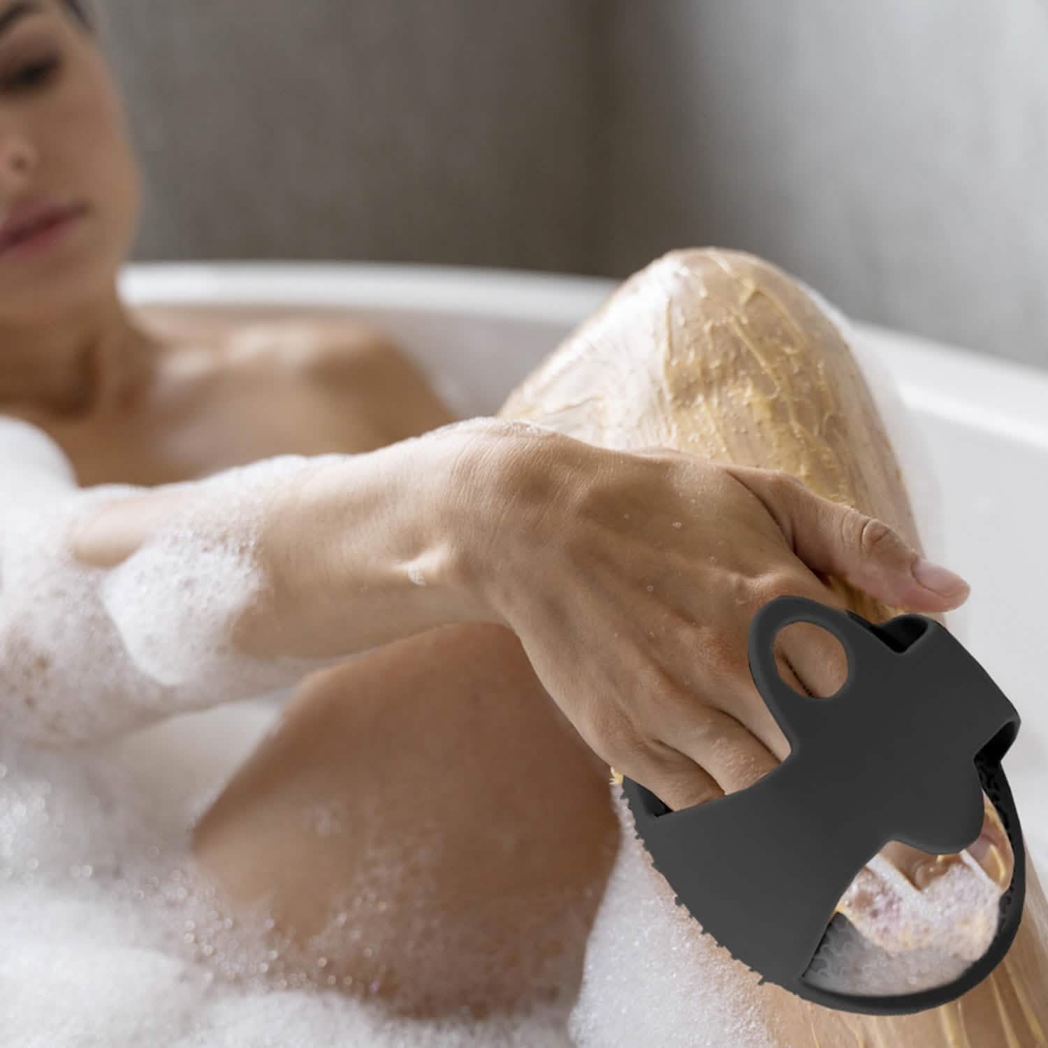 Gant de toilette exfoliant antidérapant en silicone antimicrobien pour le corps