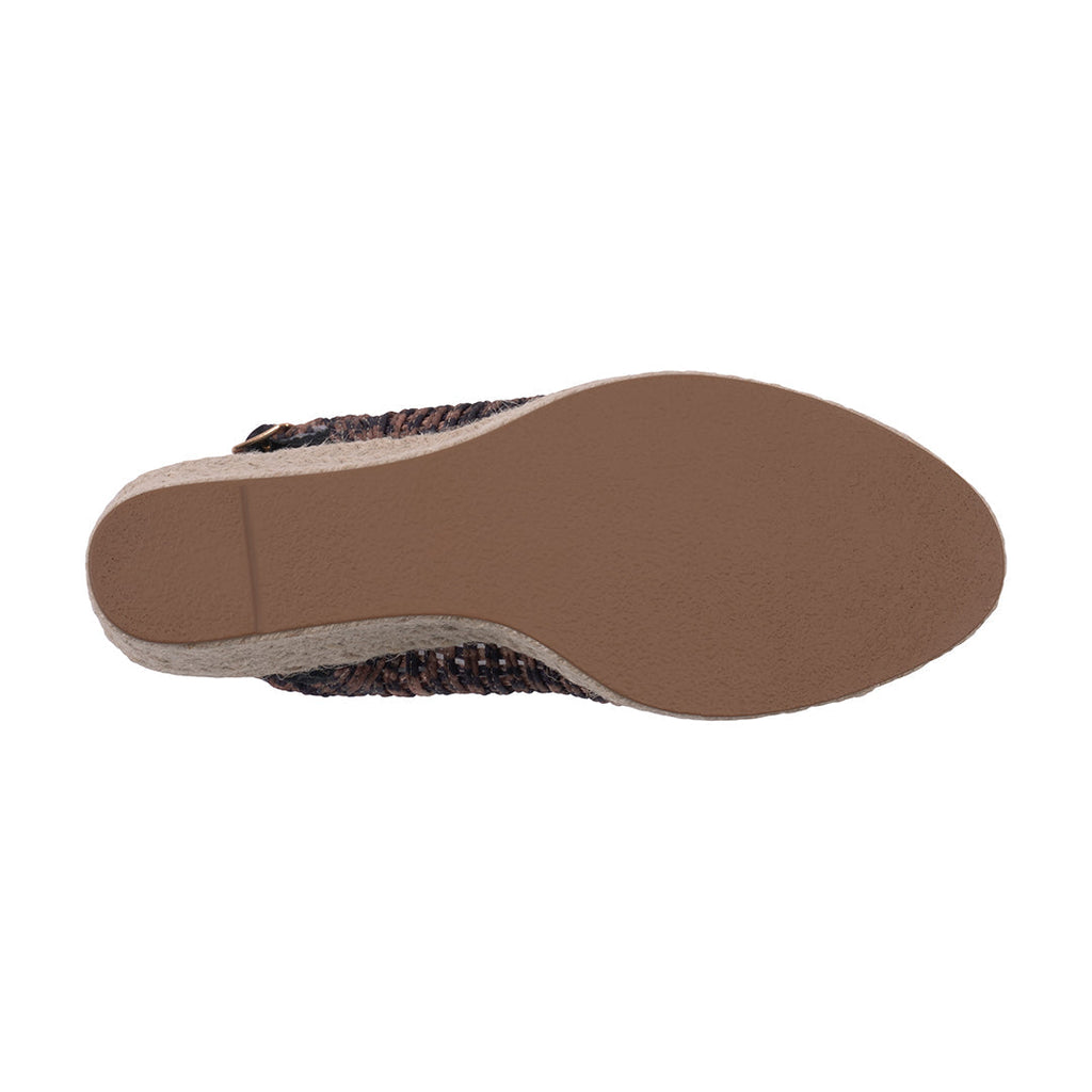 Sandales compensées tissées Amira léopard pour femme