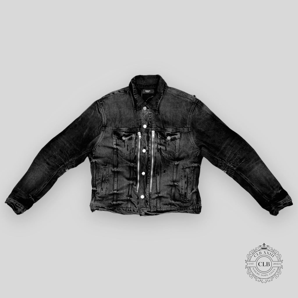 BLOUSON TRUCKER EN JEAN AMIRI MX2 BANDANA PATCH - NOIR VIEILLI