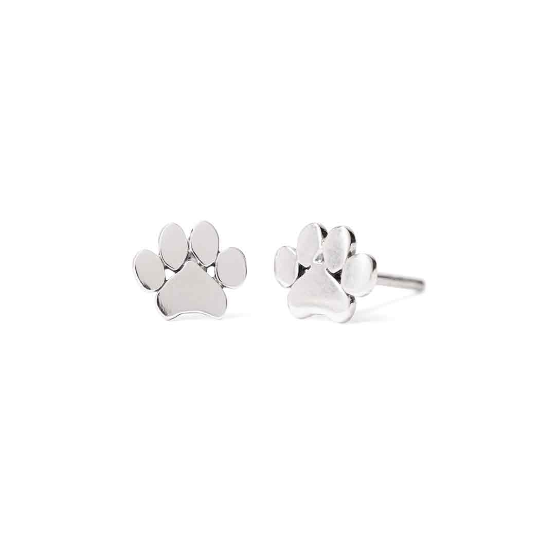 Puces d'oreilles patte en argent sterling – Cadeau bijoux chien pour amoureux des animaux