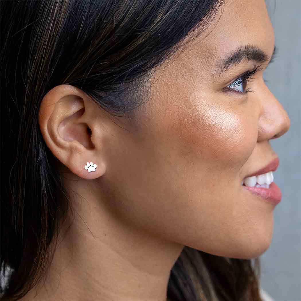Puces d'oreilles patte en argent sterling – Cadeau bijoux chien pour amoureux des animaux