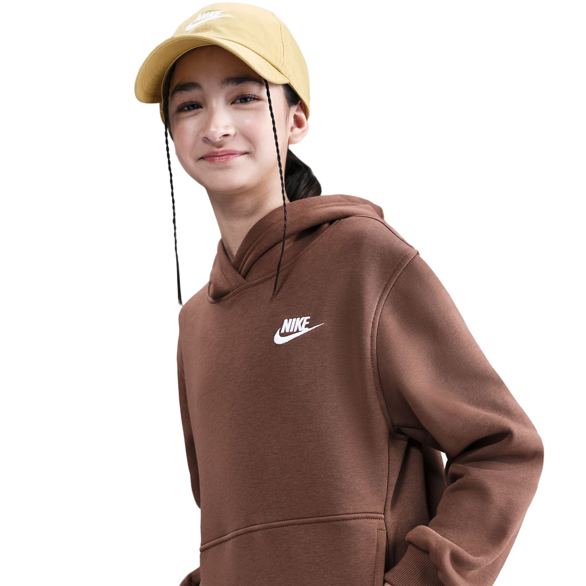 Haut à capuche en molleton Nike Big Kids - Fauna Brown/White
