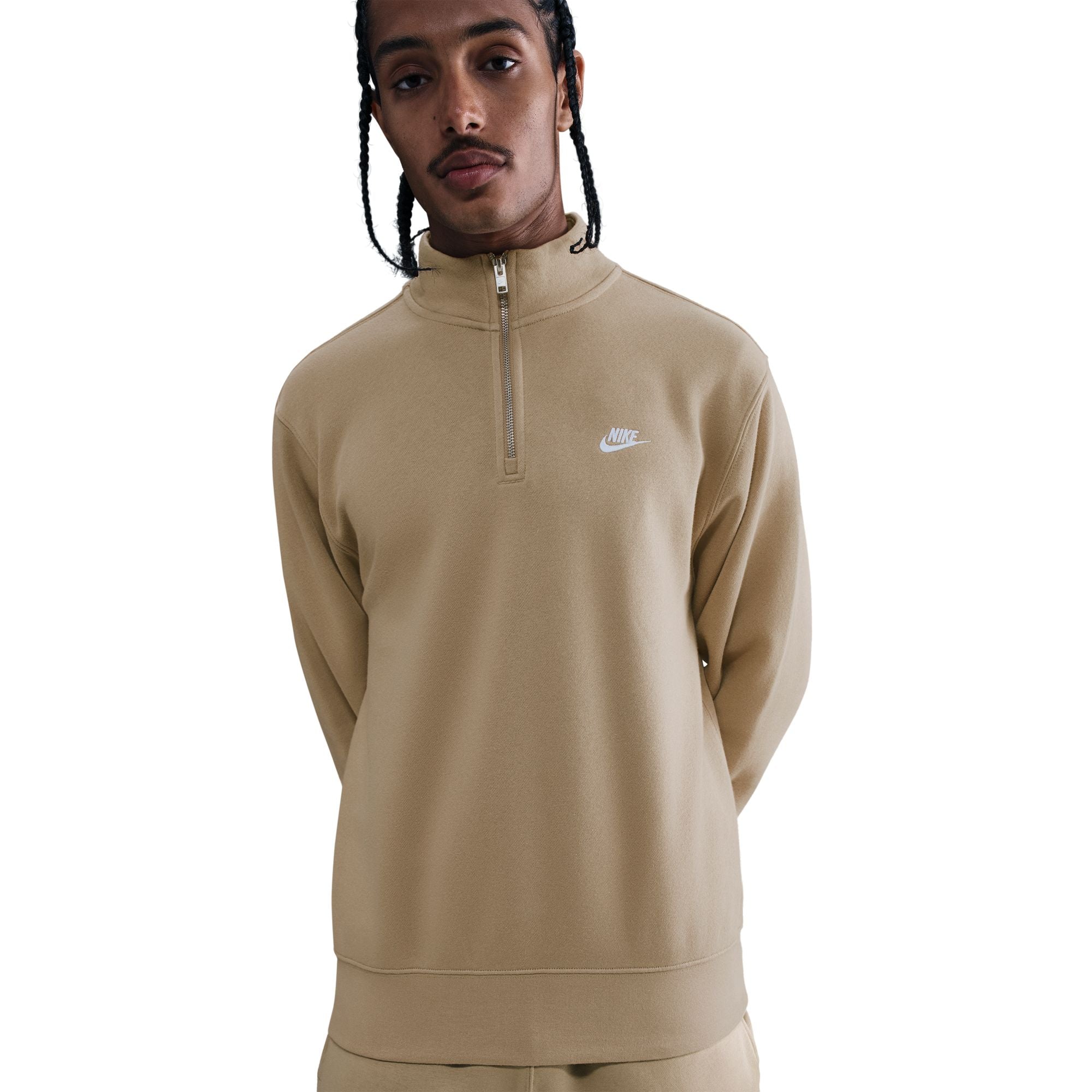 Haut en molleton 1/2-Zip Nike pour homme - Beige Parachute