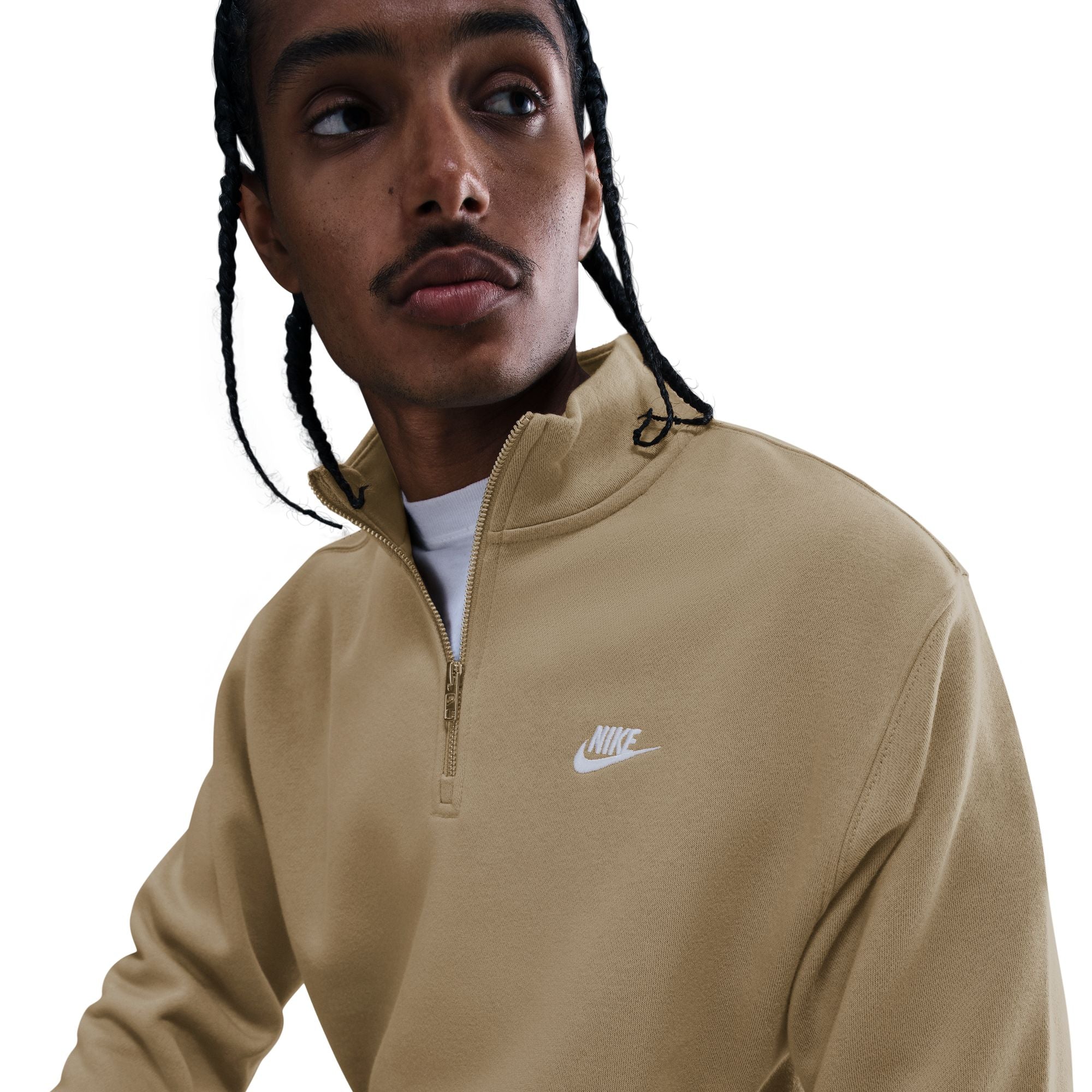 Haut en molleton 1/2-Zip Nike pour homme - Beige Parachute