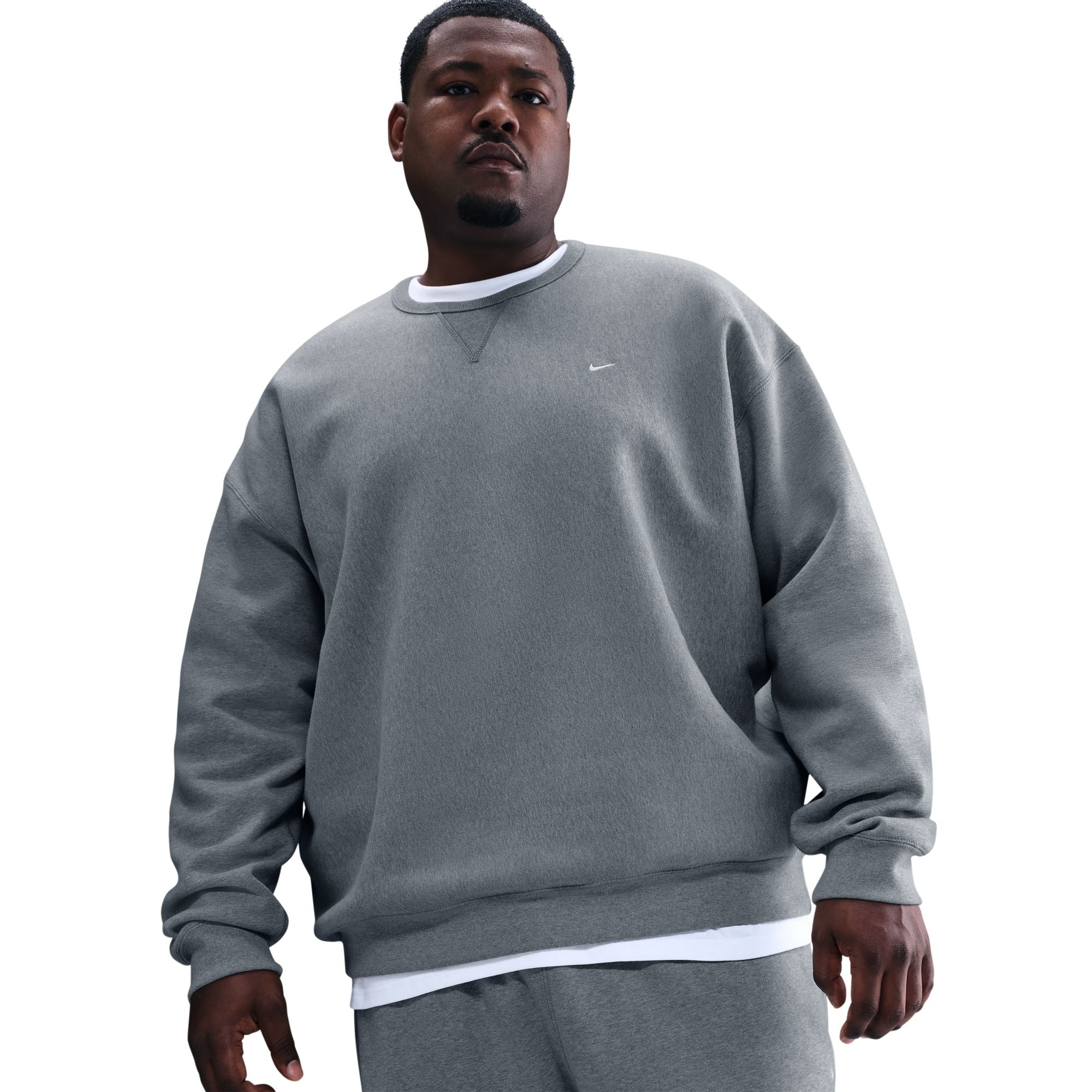 Nike Homme Col Rond Solo Swoosh Épais - Gris Foncé