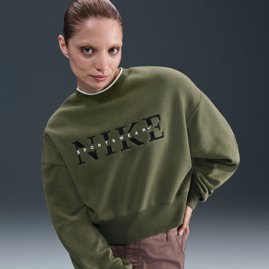 Haut ras du cou oversize Nike Phoenix pour femme - Olive moyenne