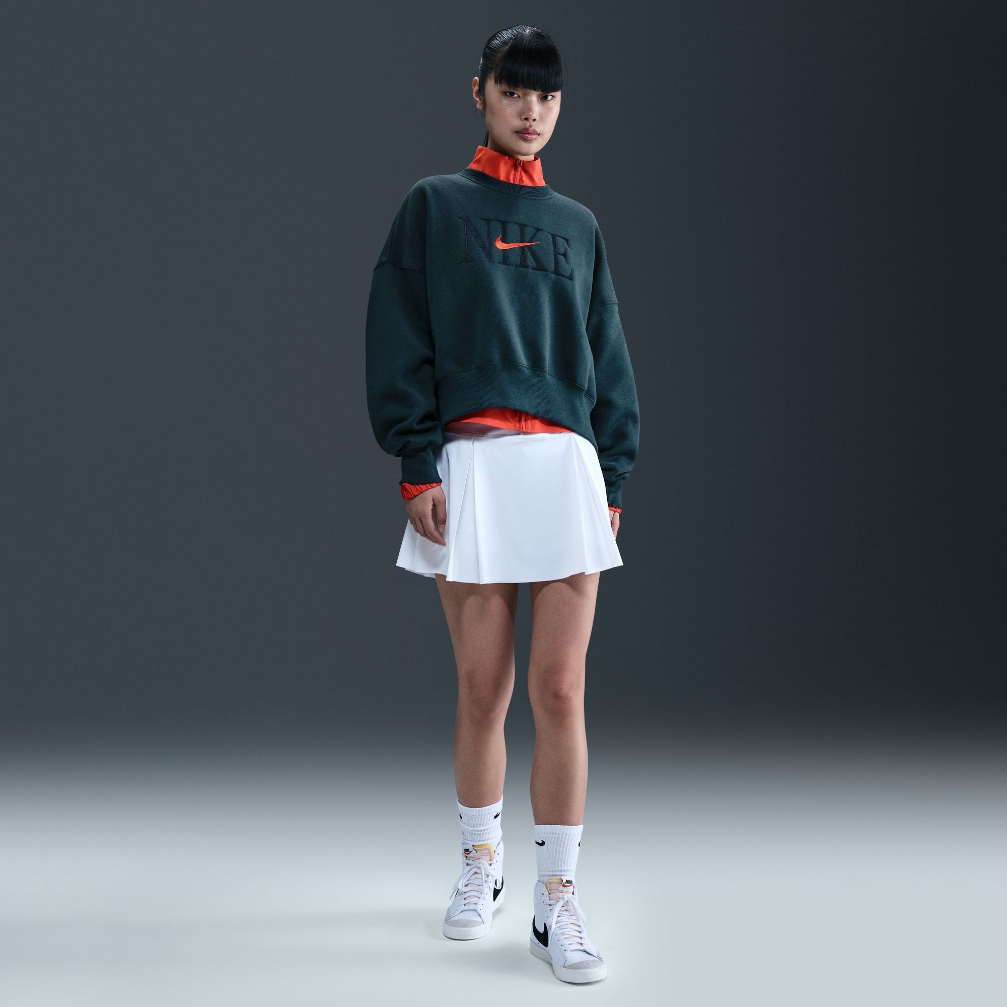 Haut ras du cou court en polaire Nike Phoenix pour femme - Marine armée