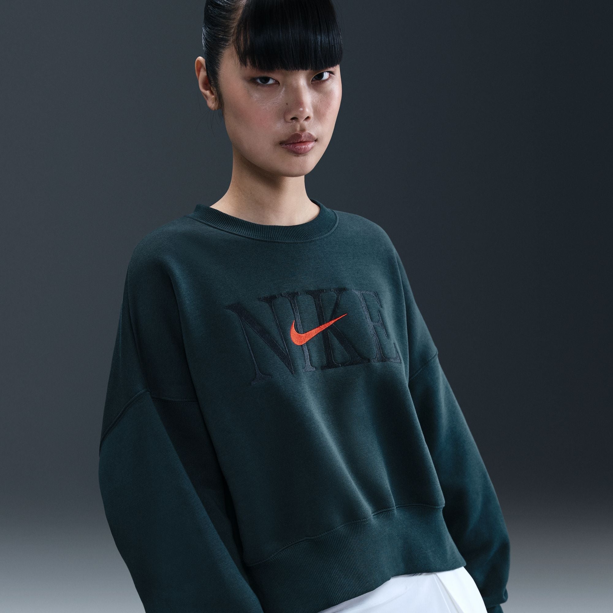 Haut ras du cou court en polaire Nike Phoenix pour femme - Marine armée