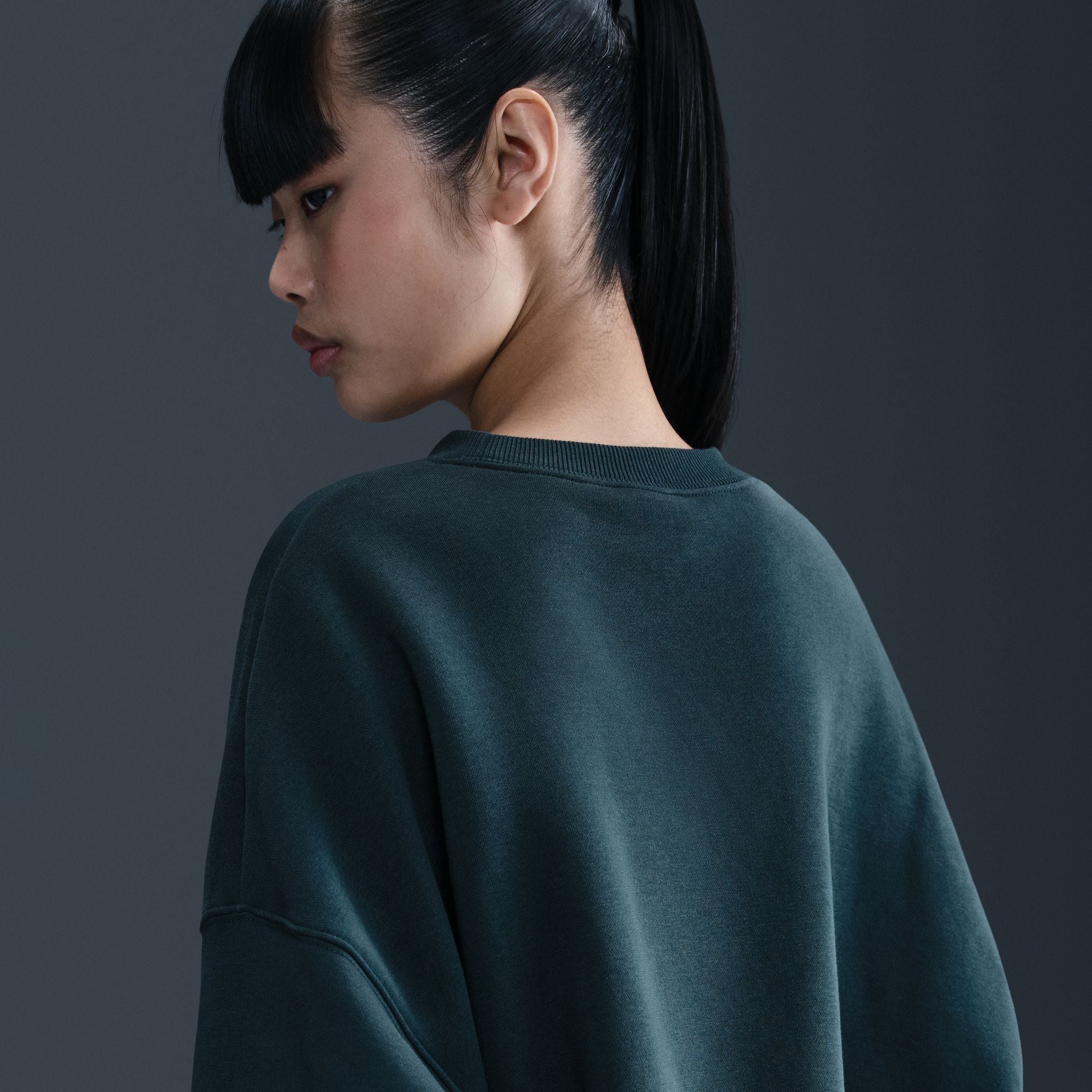 Haut ras du cou court en polaire Nike Phoenix pour femme - Marine armée