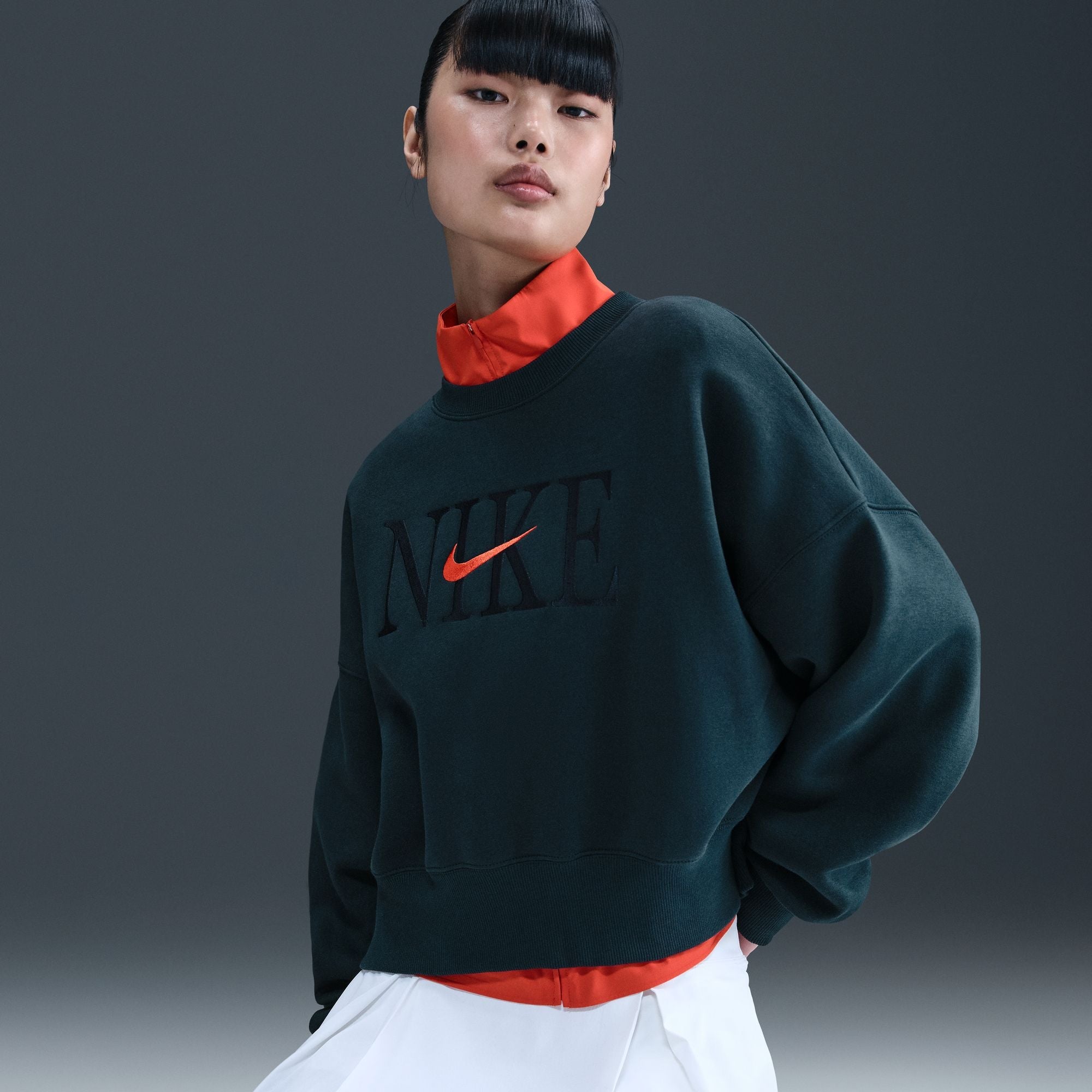 Haut ras du cou court en polaire Nike Phoenix pour femme - Marine armée