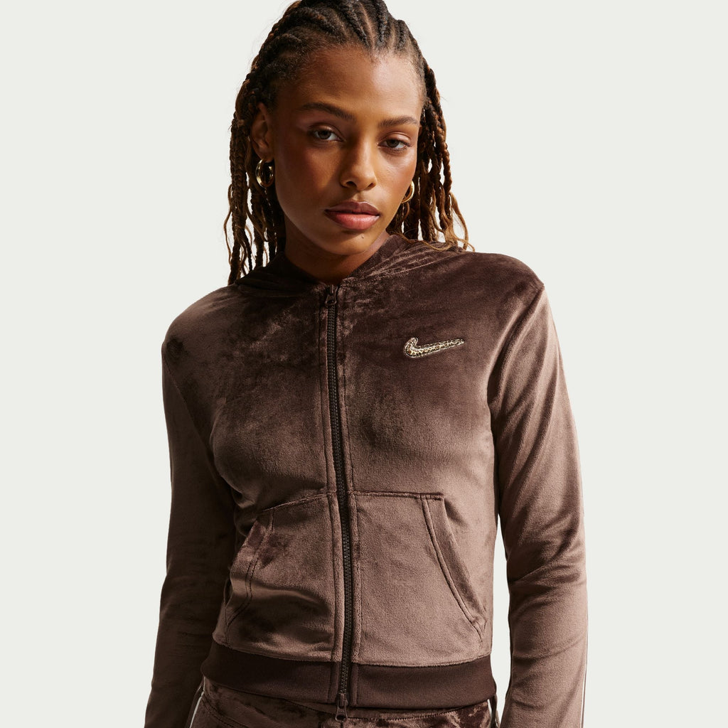 Haut à manches longues entièrement zippé Nike pour femme - Baraque Brown