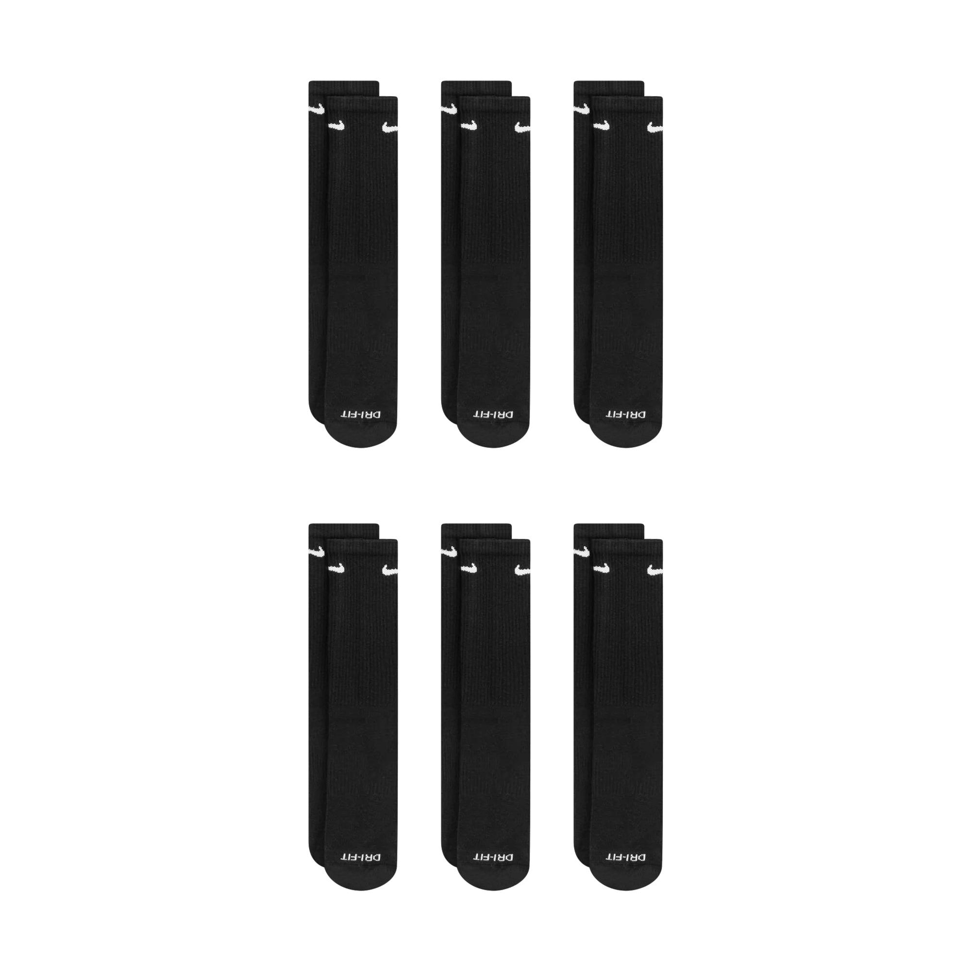 Chaussettes montantes rembourrées Nike Dri-Fit (lot de 6) - Noir