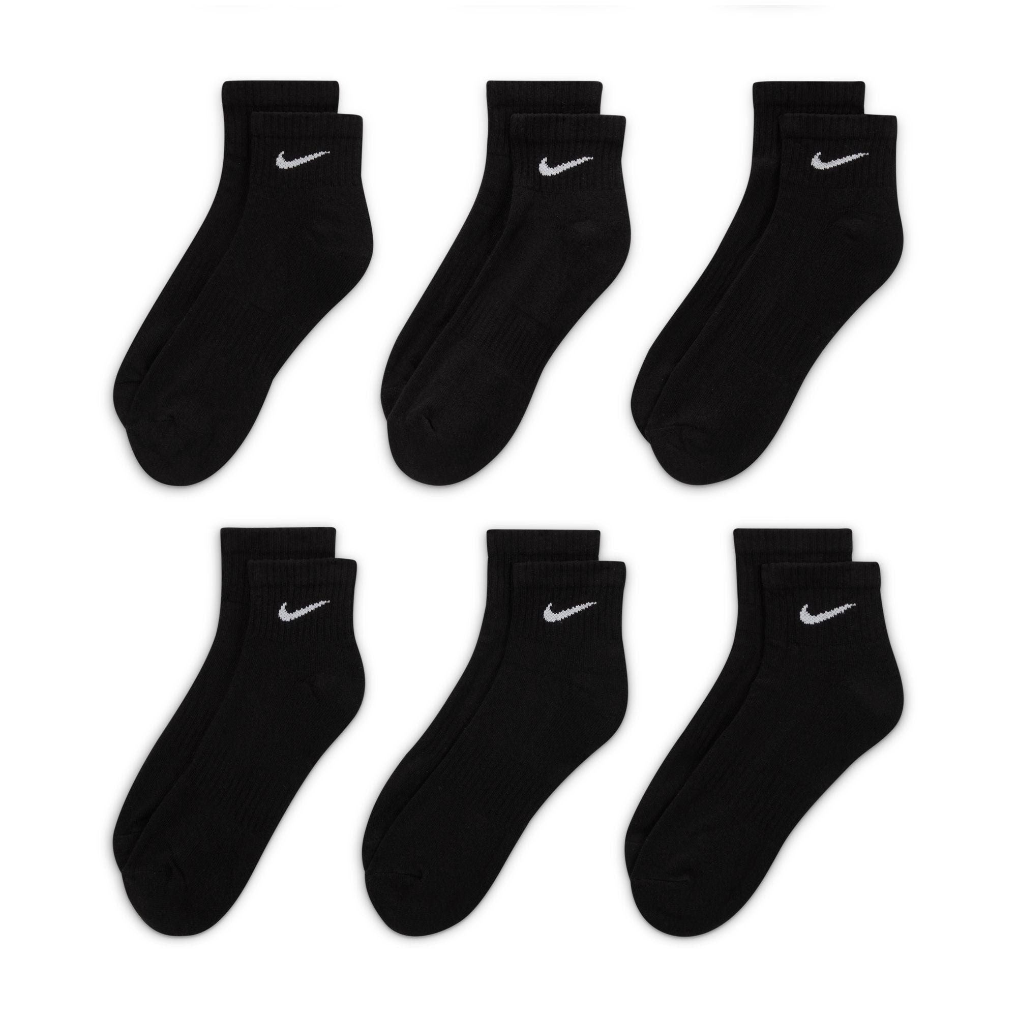 Chaussettes de sport basses Nike Everyday Cushioned (6 paires) pour homme - Noir