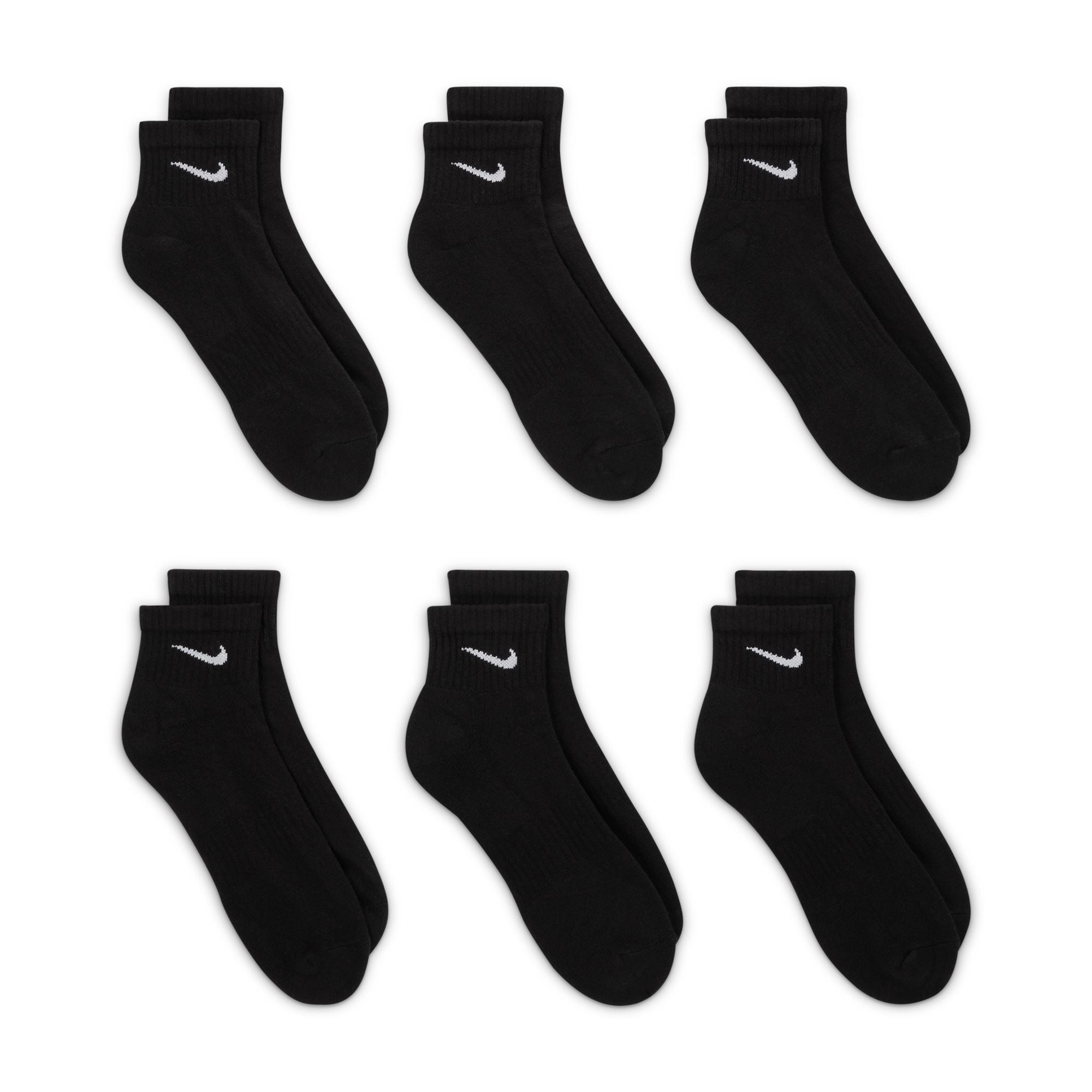 Chaussettes de sport basses Nike Everyday Cushioned (6 paires) pour homme - Noir