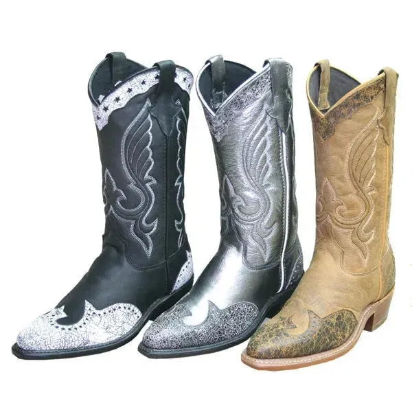 Bottes de cow-girl Abilene Texas Star avec superposition - Tan - Liquidation