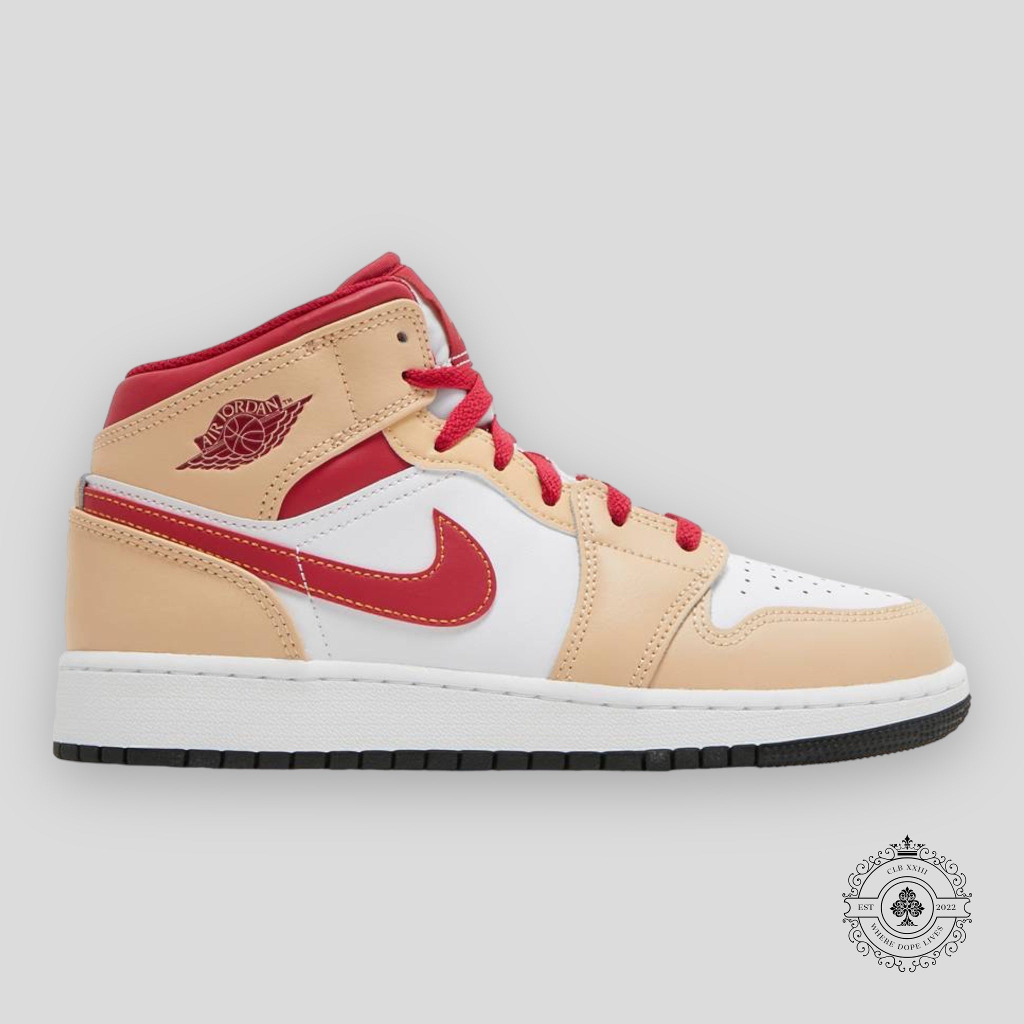 Air Jordan 1 Mid GS Curry Clair Cardinal