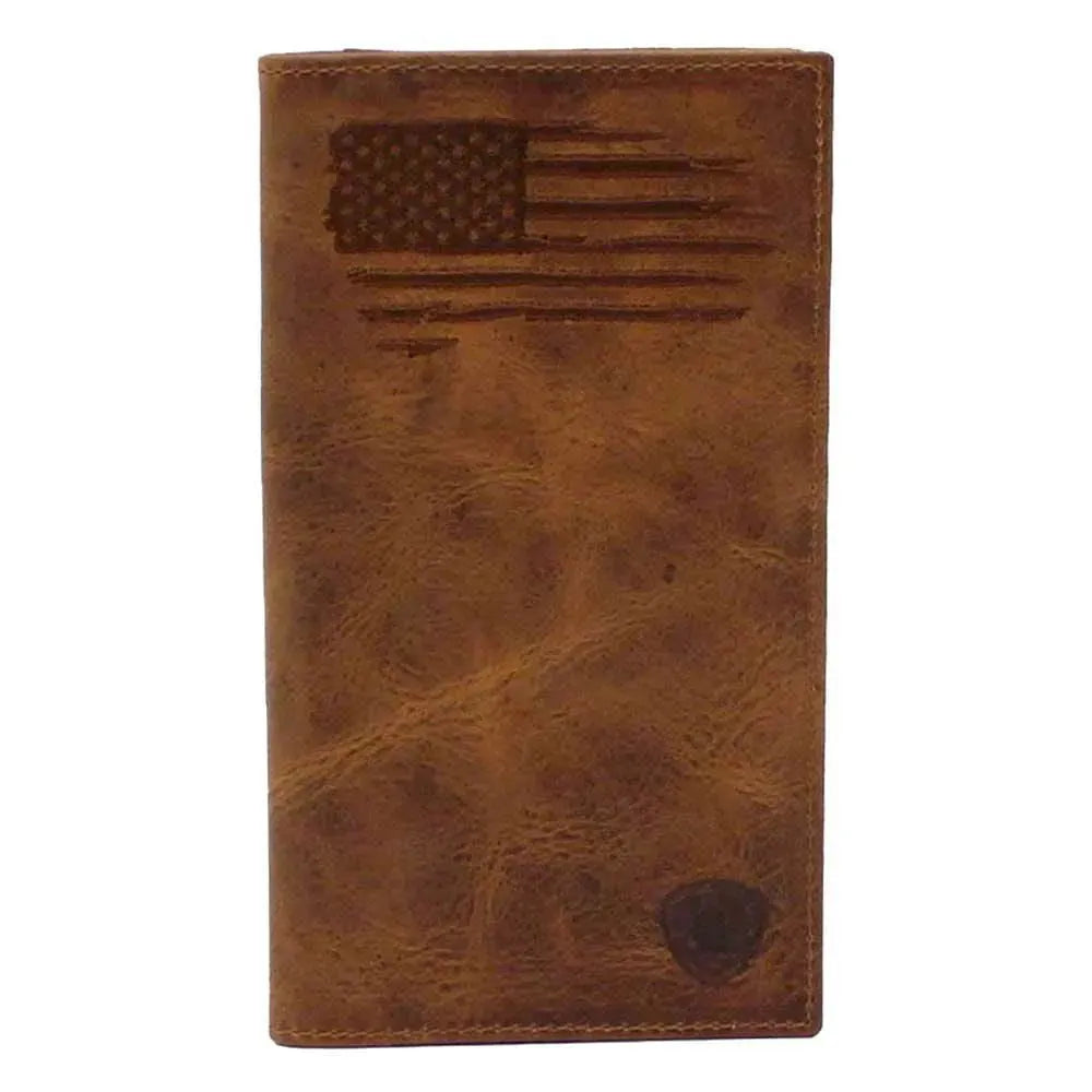Portefeuille de rodéo Ariat drapeau USA vieilli brodé - Homme