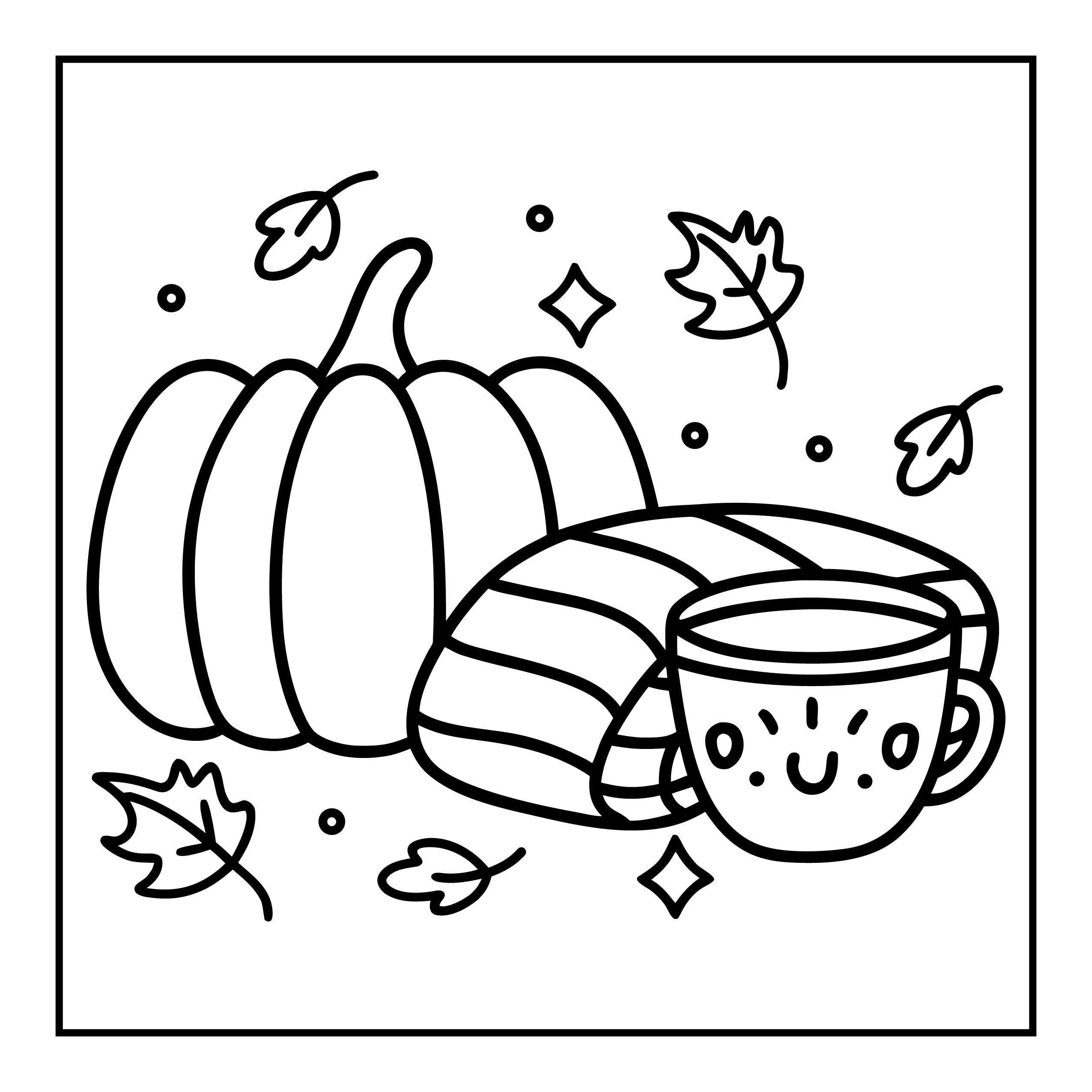 Livre de coloriage douillet sur le thème de l'automne – Simple et audacieux (92 pages, PDF)