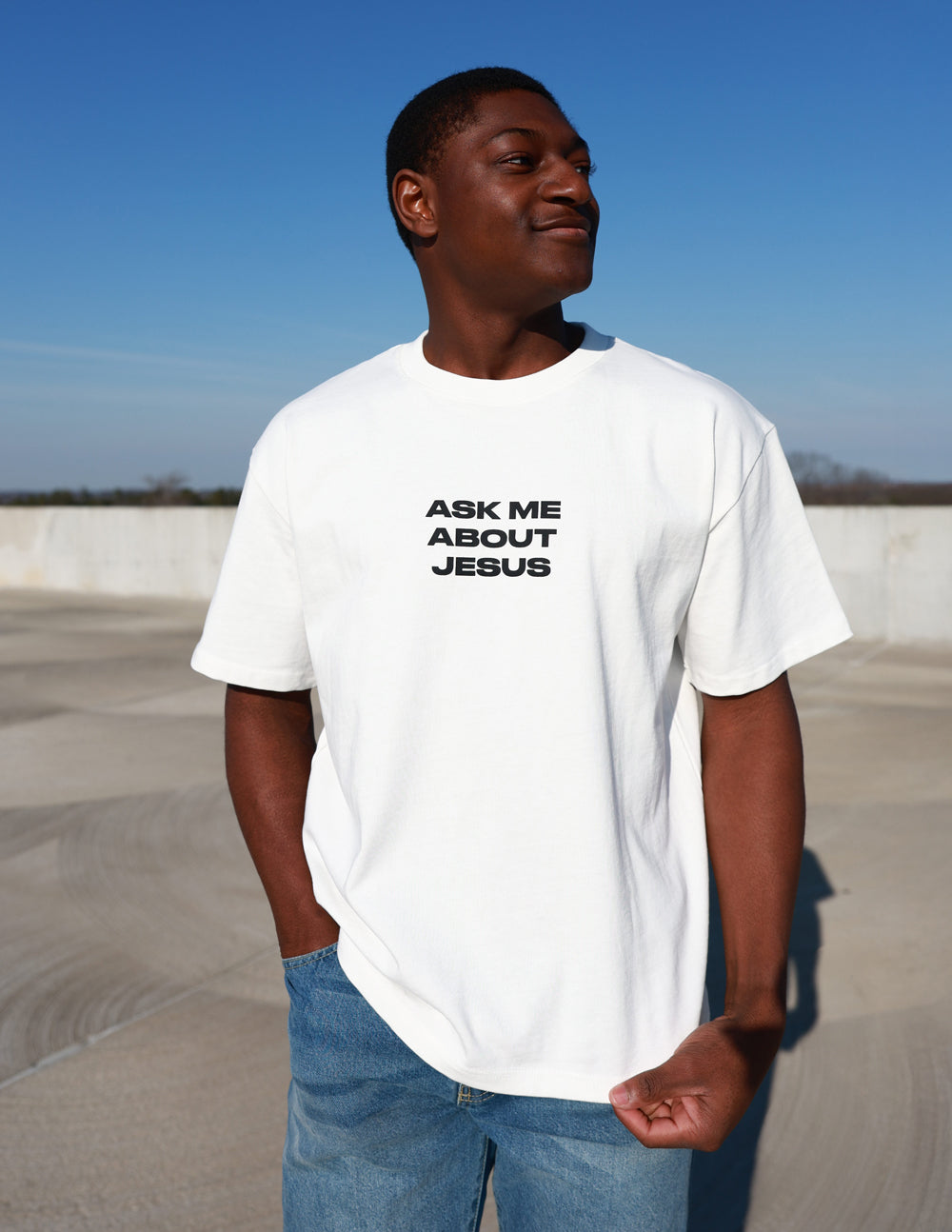 Demandez-moi ce que vous voulez sur Jésus – T-shirt épais