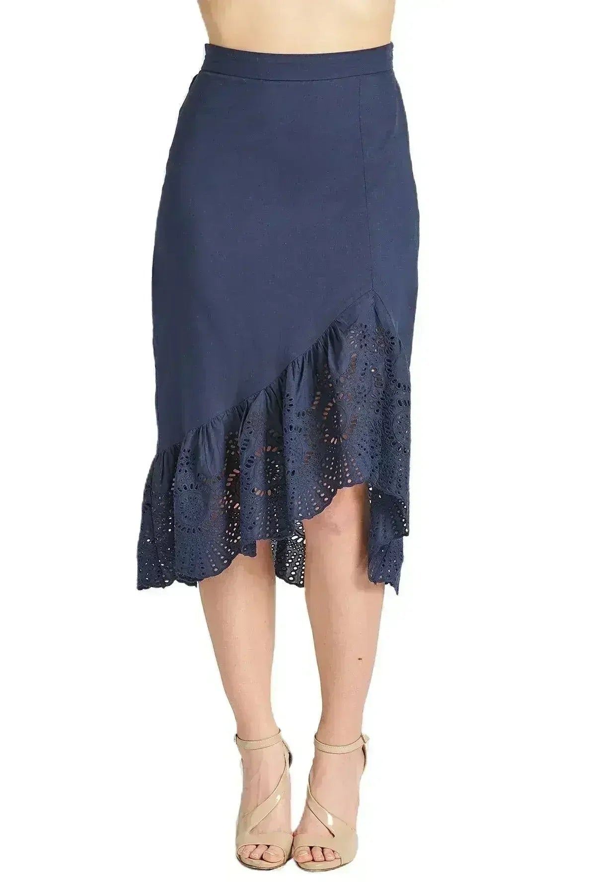 Jupe Aster - Jupe asymétrique en broderie anglaise de coton (longueur inégale)