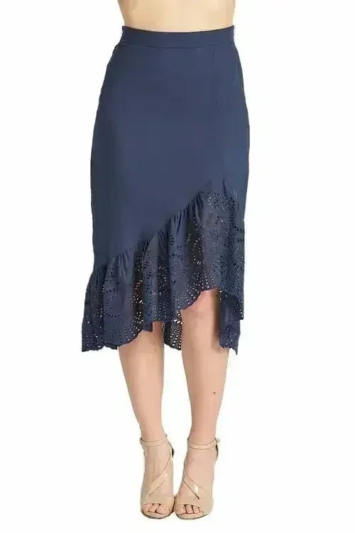 Jupe Aster - Jupe asymétrique en broderie anglaise de coton (longueur inégale)