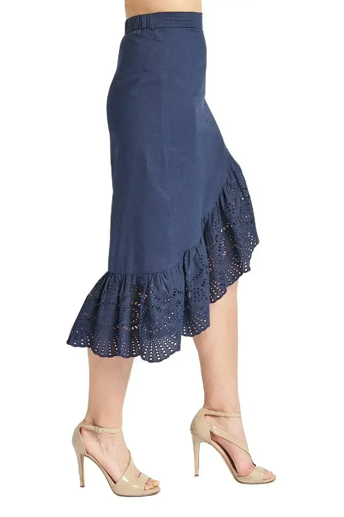 Jupe Aster - Jupe asymétrique en broderie anglaise de coton (longueur inégale)
