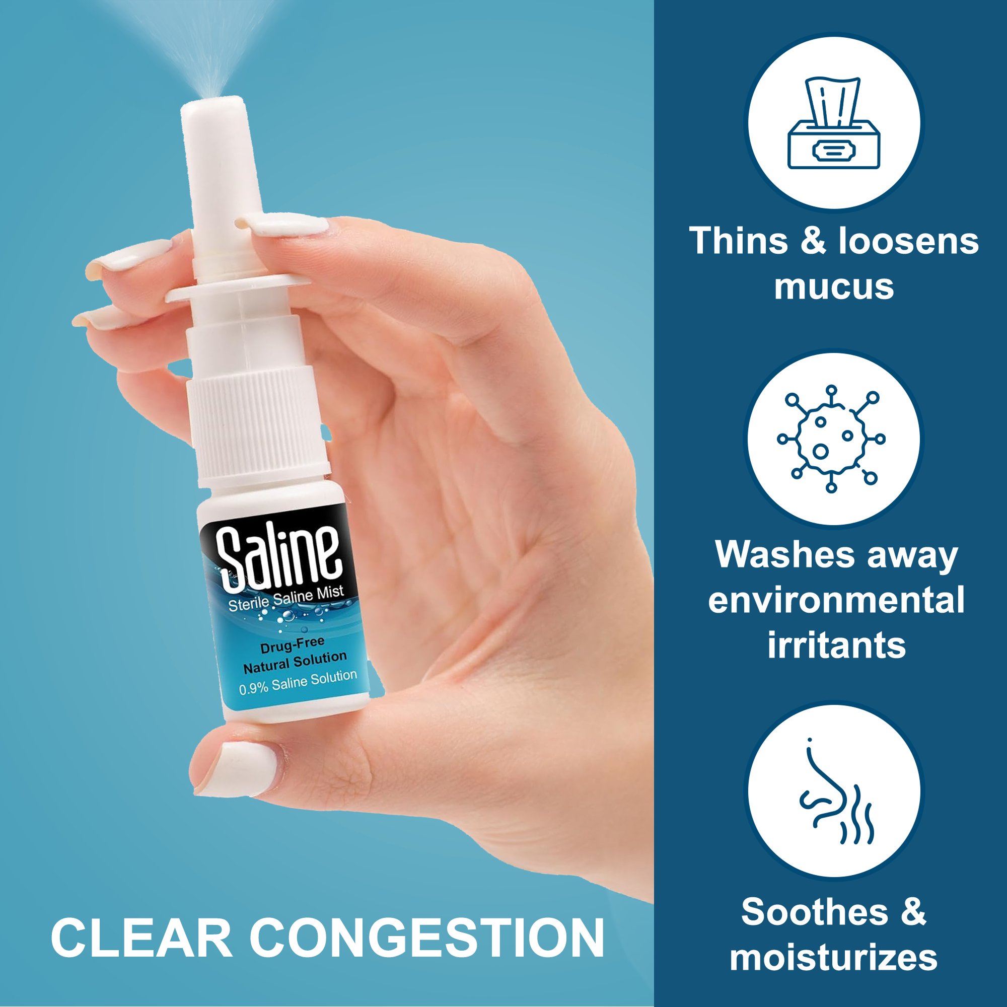 Spray nasal physiologique Shusher Care – Soulagement de la congestion sans médicaments et sans conservateurs pour bébés et toute la famille