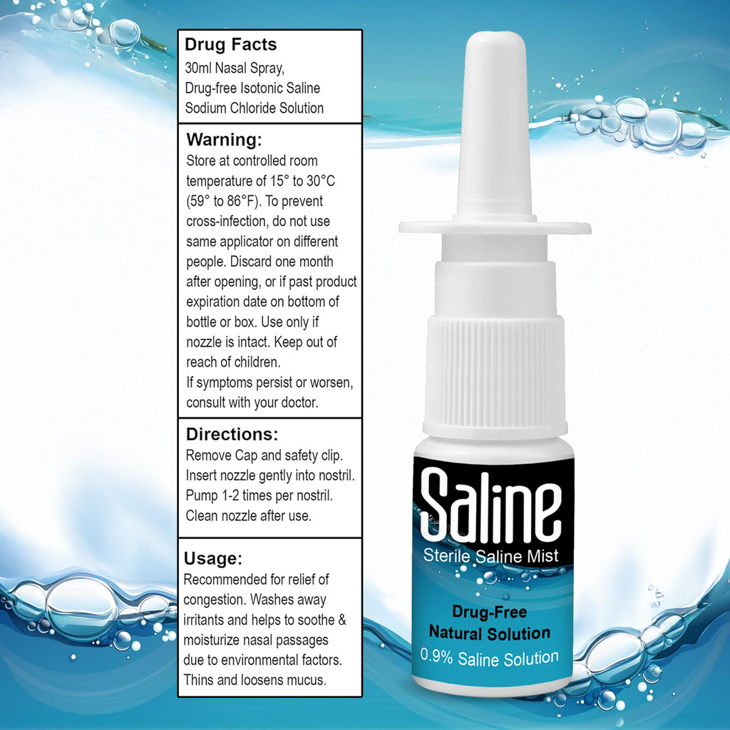 Spray nasal physiologique Shusher Care – Soulagement de la congestion sans médicaments et sans conservateurs pour bébés et toute la famille