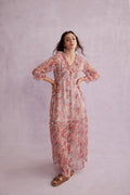 Robe longue Bohera Eleanor à col en V et motif cachemire