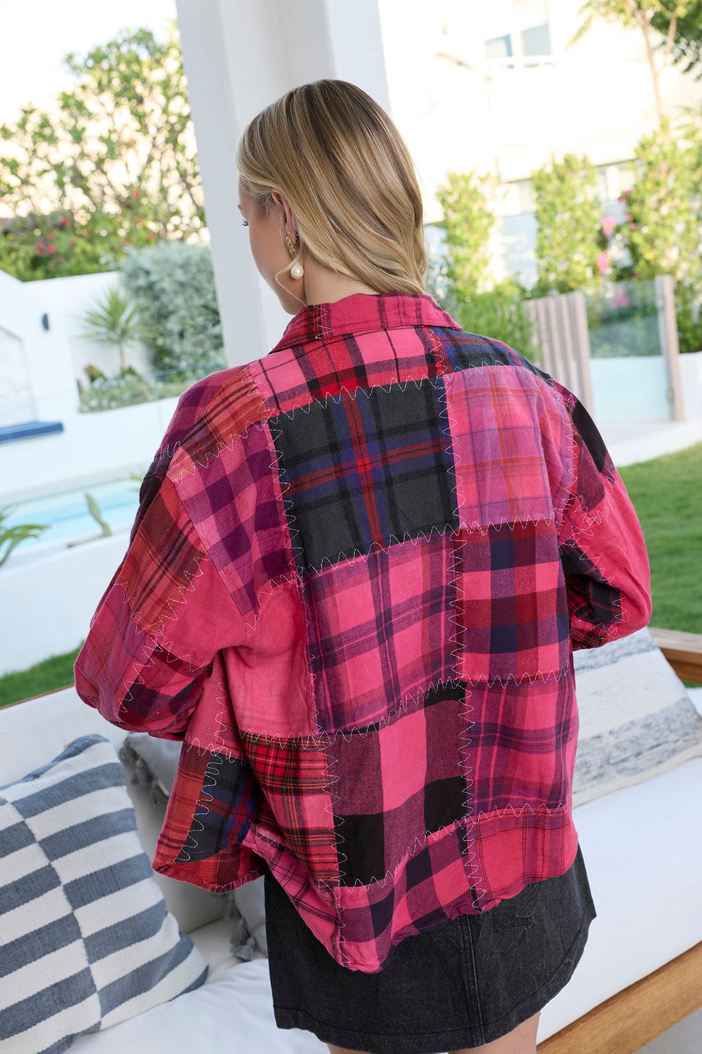 Shacket Emma Dawn patchwork rouge