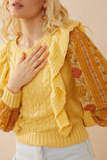 Pull Penelope à volants jaune soleil