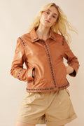 Blouson en cuir Octavia Jane couleur camel