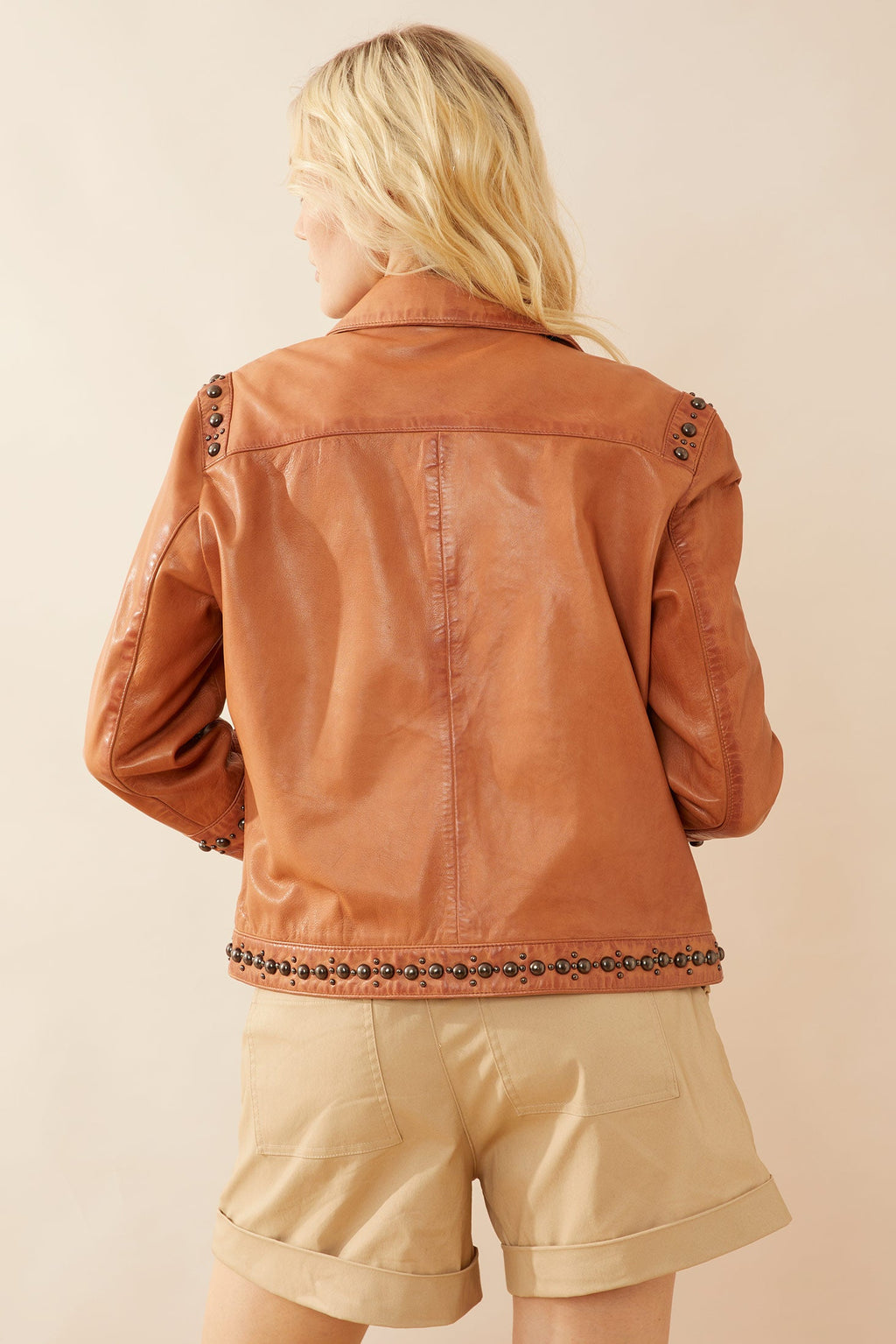 Blouson en cuir Octavia Jane couleur camel