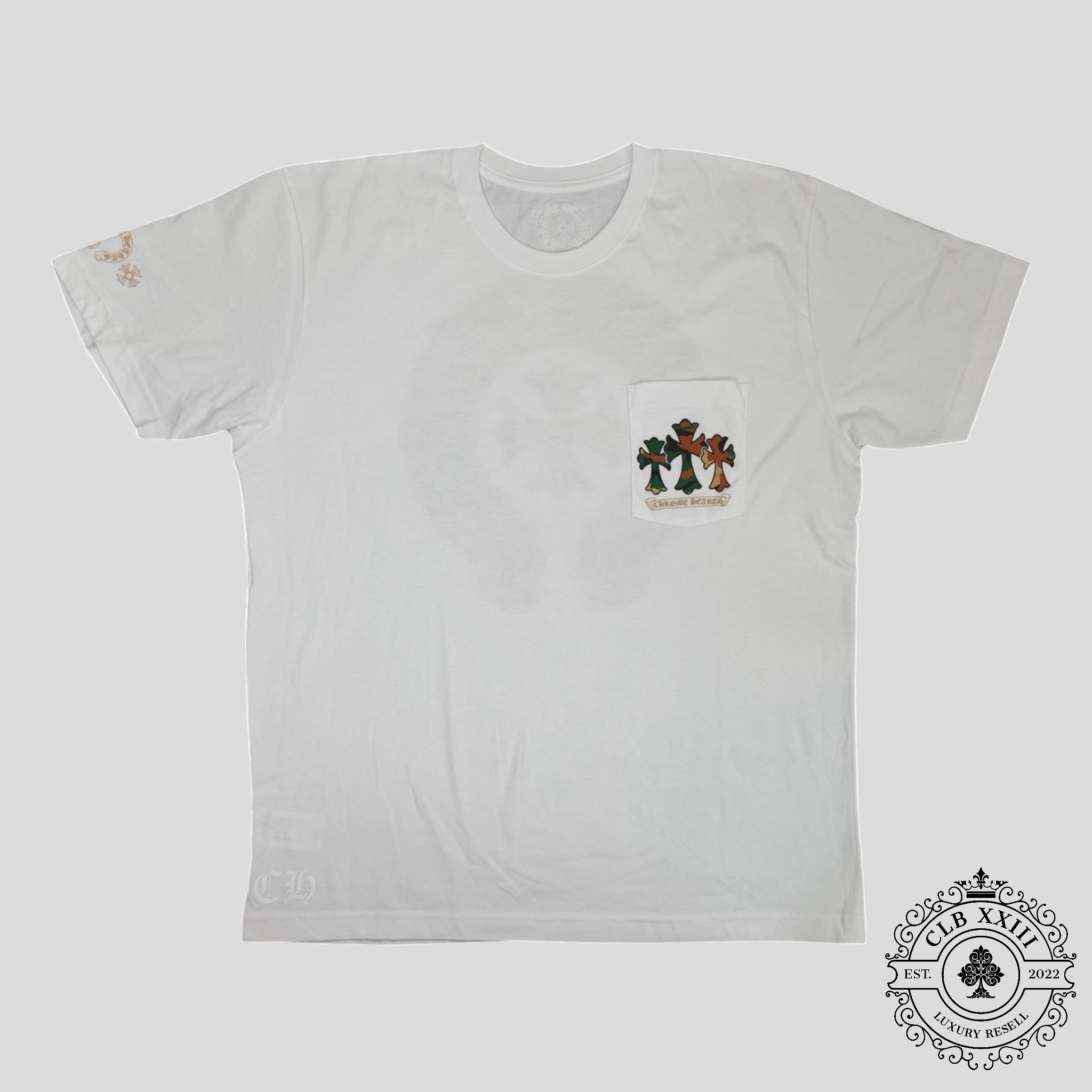 T-shirt Chrome Hearts Triple Cross blanc/camouflage